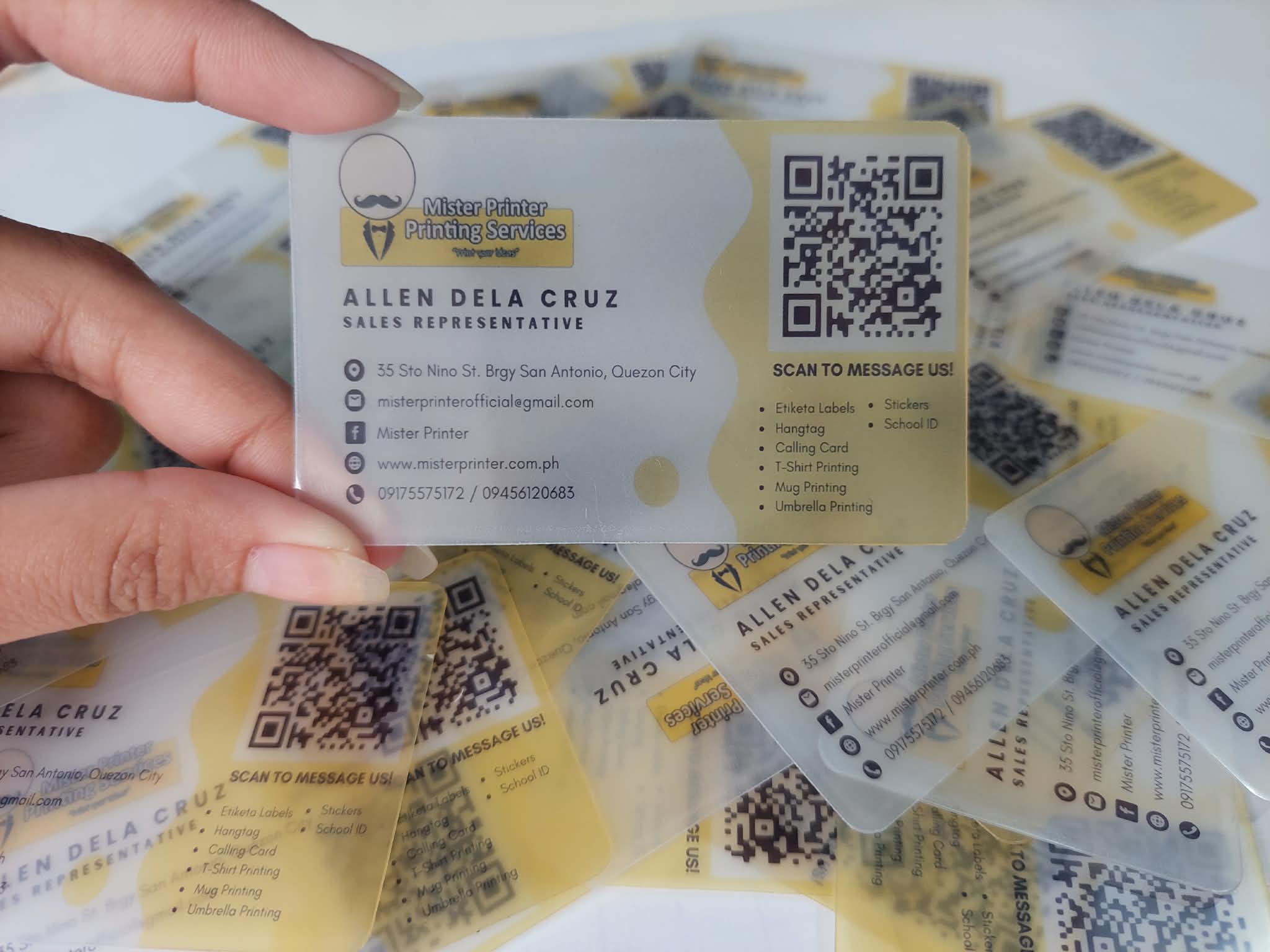 Sample frosted calling card