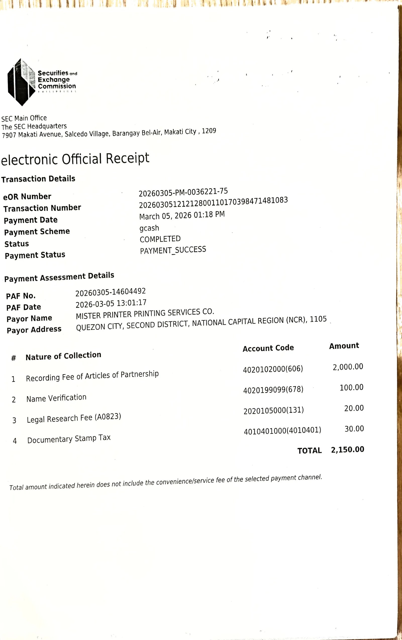 SEC Certificate - Page 2